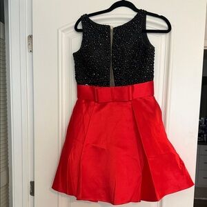 Jovani Black and Red Mini Dress